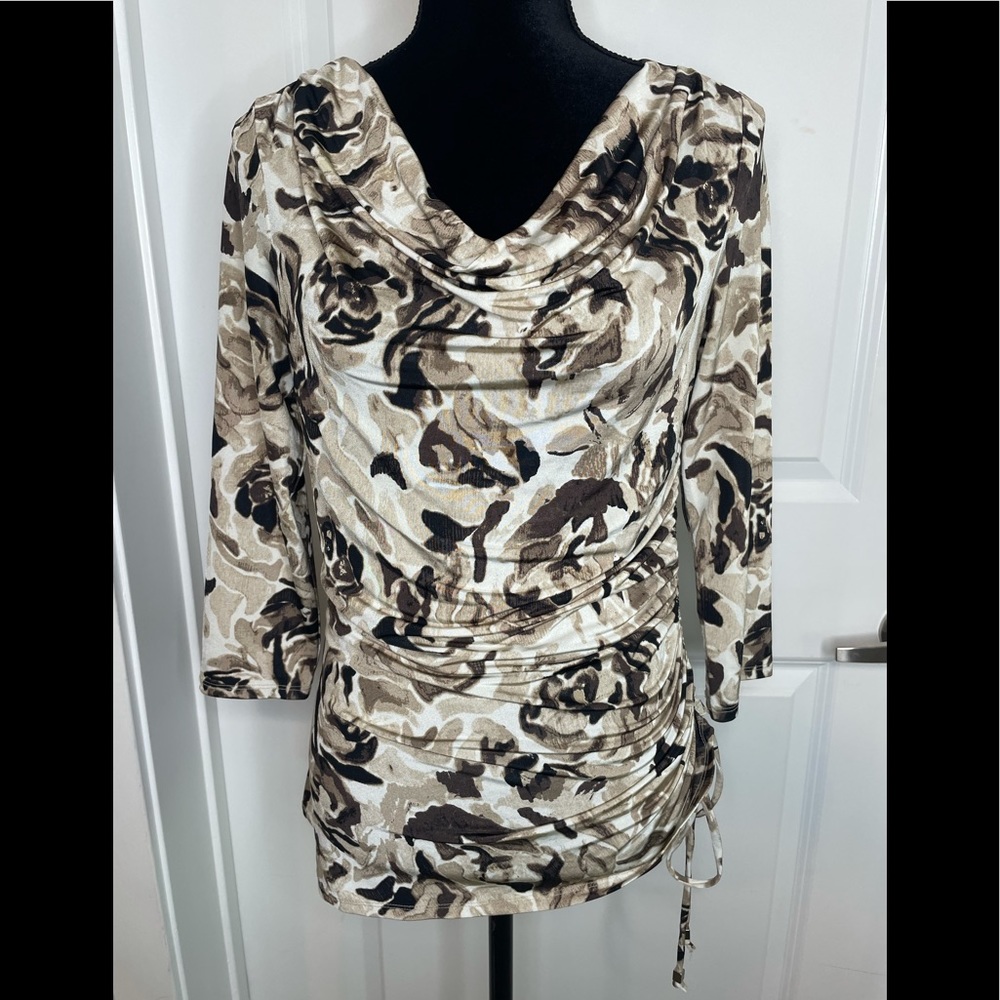 DANA BUCHMAN | Brown & Cream Stretchy Top - Size Small